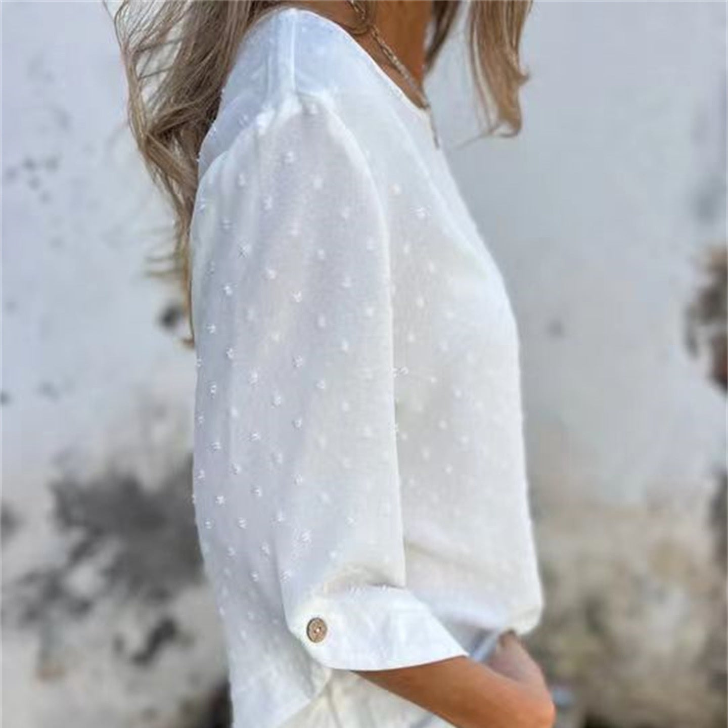 🔥Begrenzte Zeit - 50 % RABATT🔥Lässiges Jacquard-Oberteil mit Rundhalsausschnitt für Damen