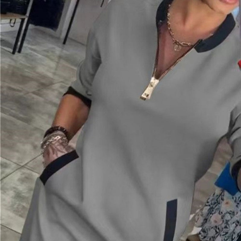 50%Rabatt🔥Trendy, lässiges Kleid mit V-Ausschnitt und 3/4-Ärmeln für Damen👗