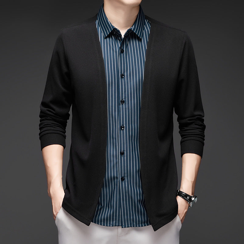 Herren Fake Zweiteiliger Gestreifter Langarmpullover(50% OFF)