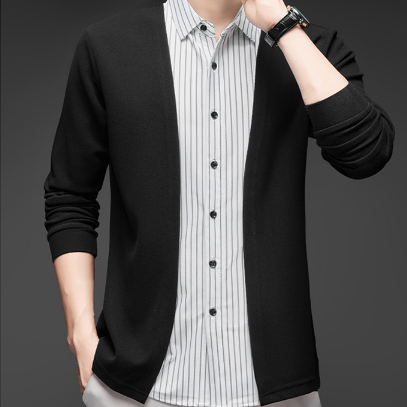 Herren Fake Zweiteiliger Gestreifter Langarmpullover(50% OFF)