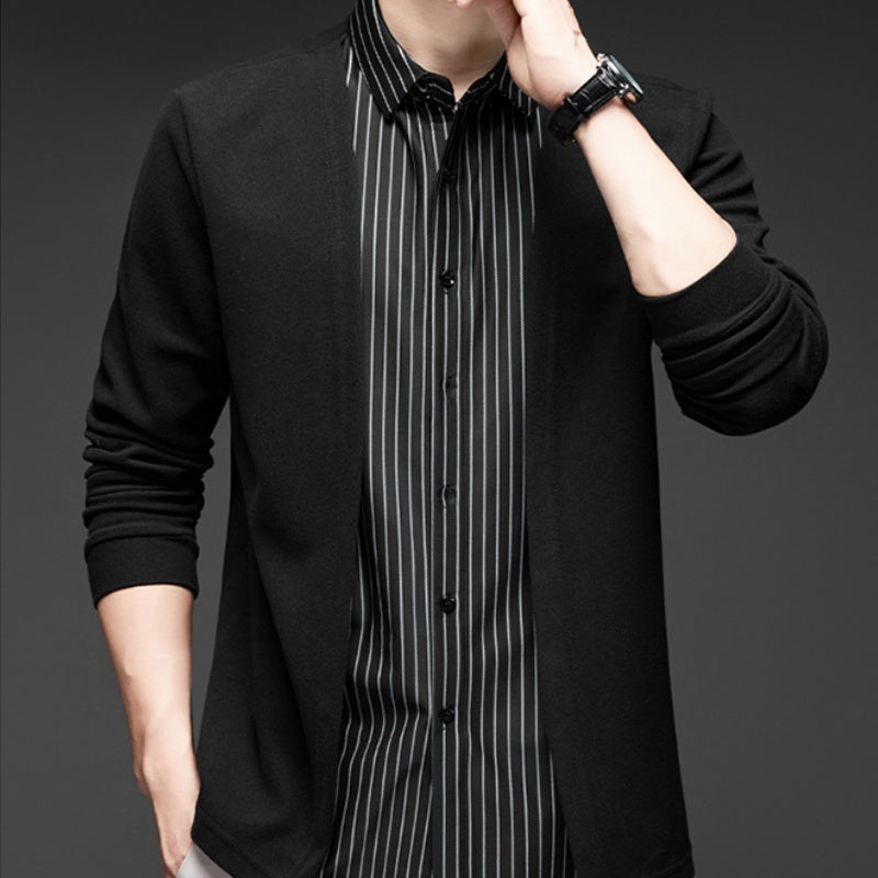 Herren Fake Zweiteiliger Gestreifter Langarmpullover(50% OFF)