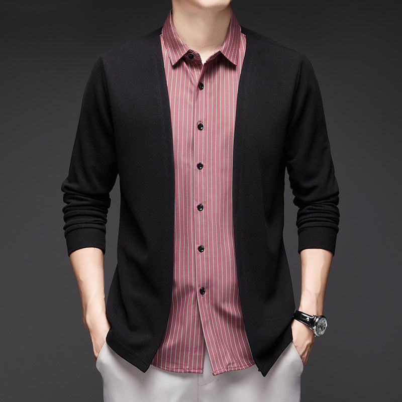Herren Fake Zweiteiliger Gestreifter Langarmpullover(50% OFF)
