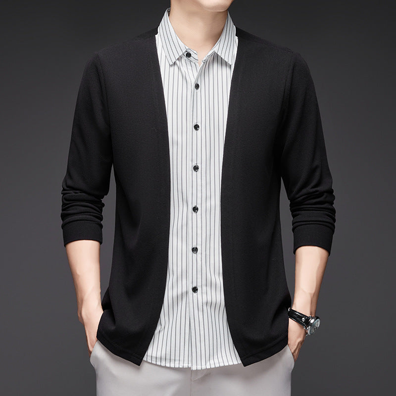 Herren Fake Zweiteiliger Gestreifter Langarmpullover(50% OFF)