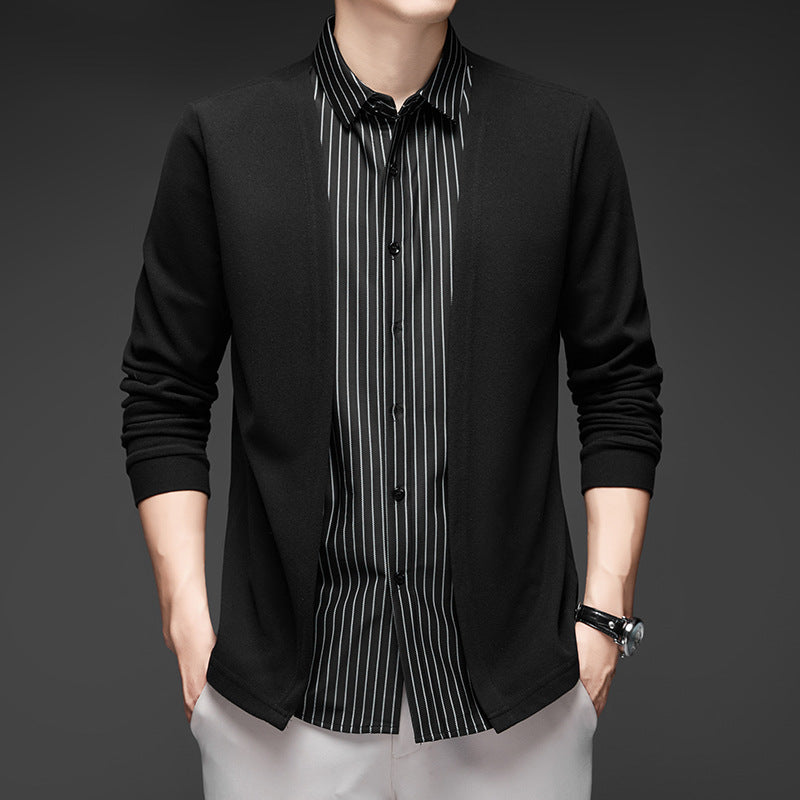 Herren Fake Zweiteiliger Gestreifter Langarmpullover(50% OFF)