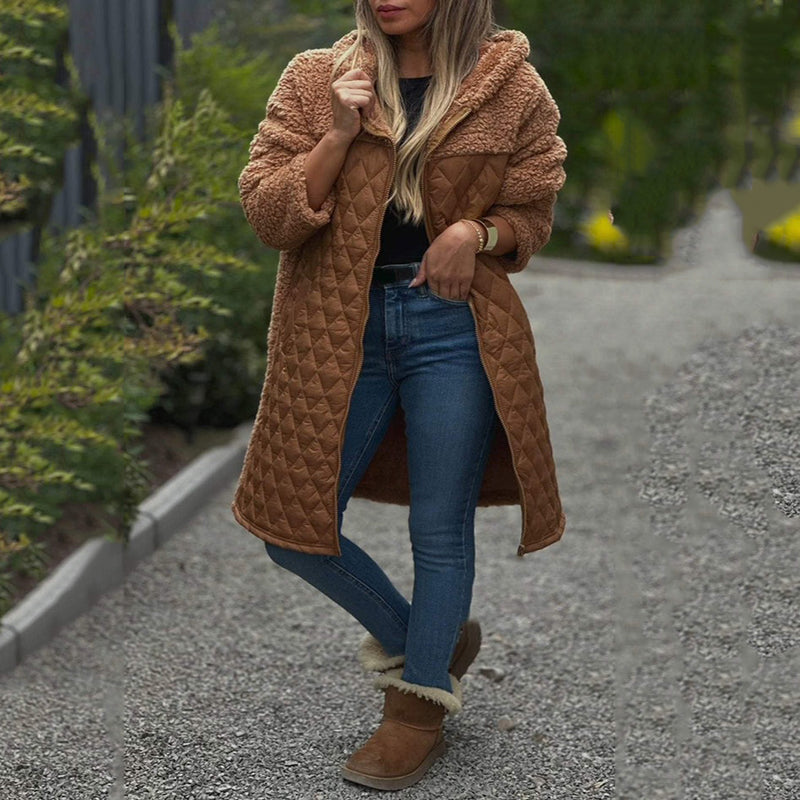 🔥🌸Gemütlicher Sherpa Steppmantel mit Kapuze🙋♀️
