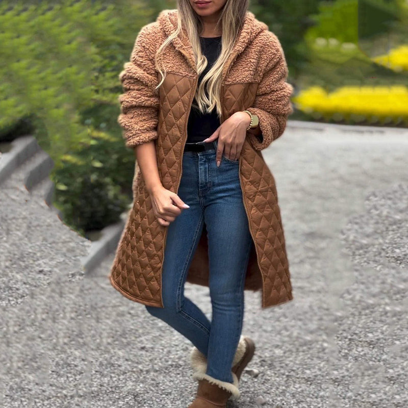 🔥🌸Gemütlicher Sherpa Steppmantel mit Kapuze🙋♀️