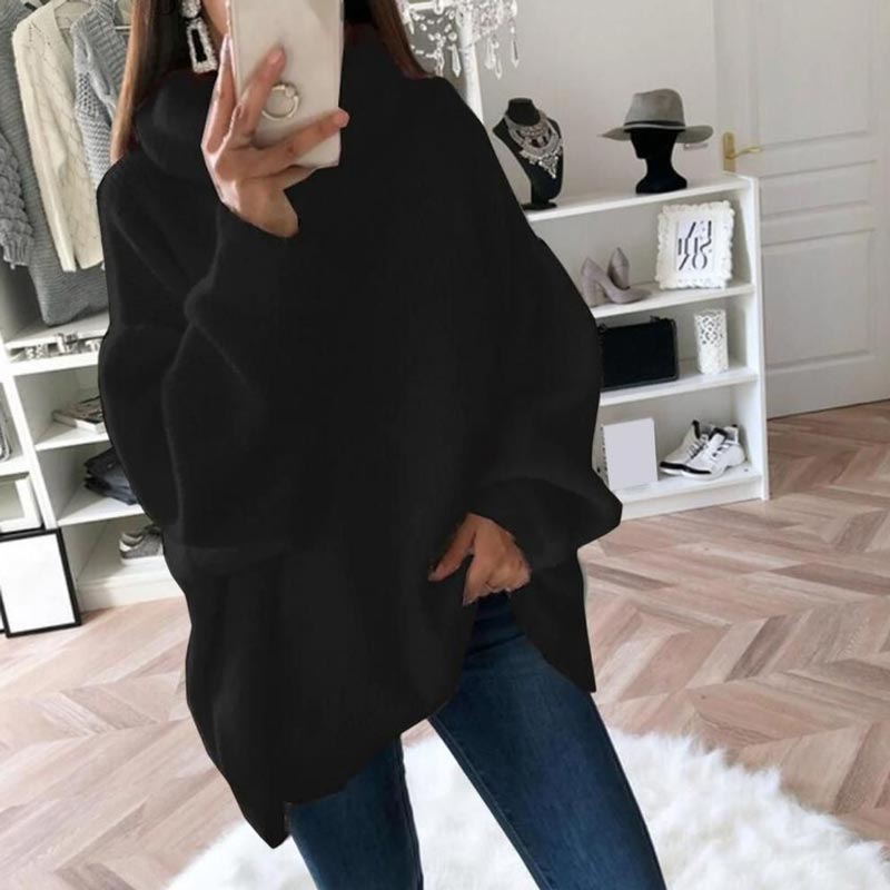 Übergroßer Rollkragenpullover aus einfarbigem Strick für Damen