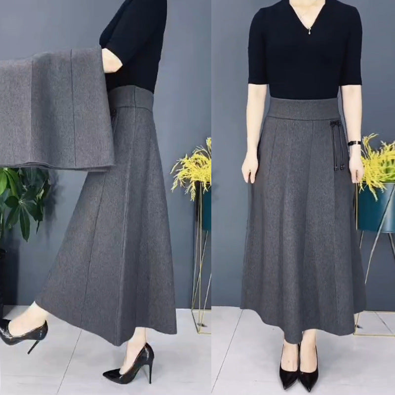 Elastischer dicker langer Rock mit hoher Taille für Damen
