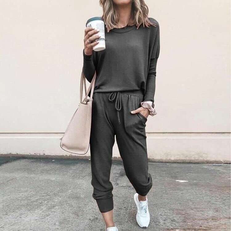 🎅Weihnachtsaktion💯Elegantes zweiteiliges Outfit für Damen: Oberteil + Hose