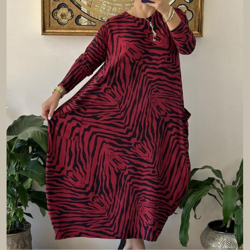 🎅Weihnachts-Specials🎁Damen Casual Fashion Zebramuster Kleid mit Taschen
