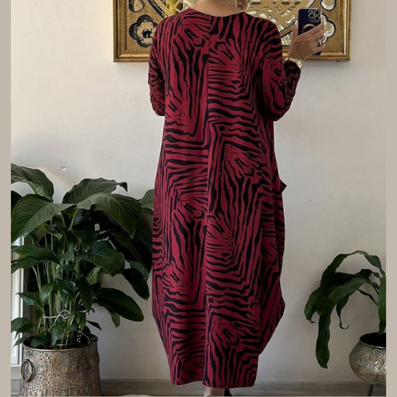 🎅Weihnachts-Specials🎁Damen Casual Fashion Zebramuster Kleid mit Taschen