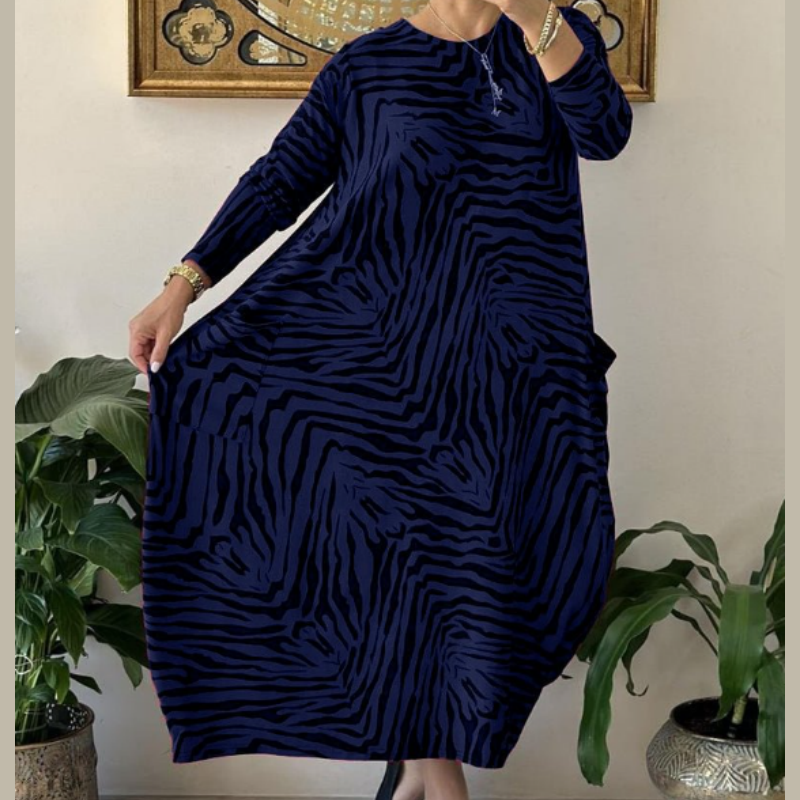 🎅Weihnachts-Specials🎁Damen Casual Fashion Zebramuster Kleid mit Taschen