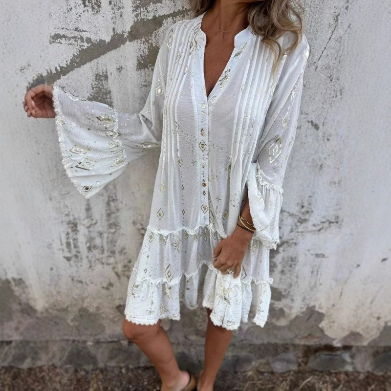 🔥Winter Heißer Verkauf 40% RABATT🔥Damenkleid mit V-Ausschnitt und Print