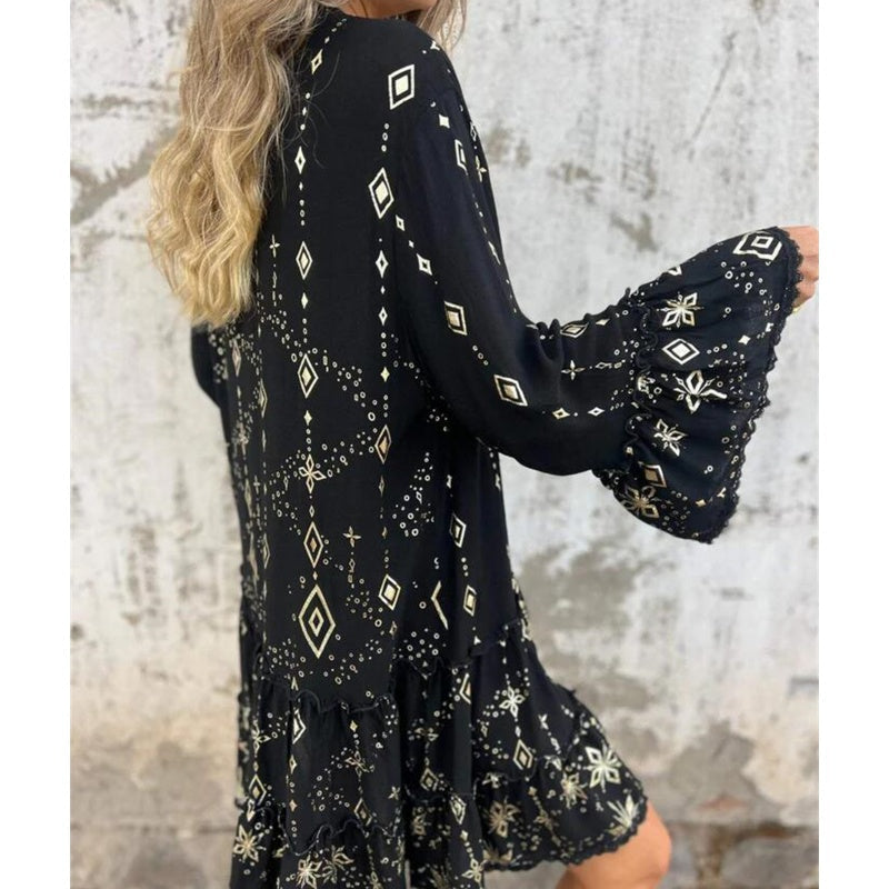 🔥Winter Heißer Verkauf 40% RABATT🔥Damenkleid mit V-Ausschnitt und Print