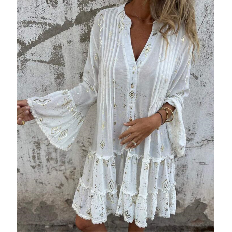 🔥Winter Heißer Verkauf 40% RABATT🔥Damenkleid mit V-Ausschnitt und Print