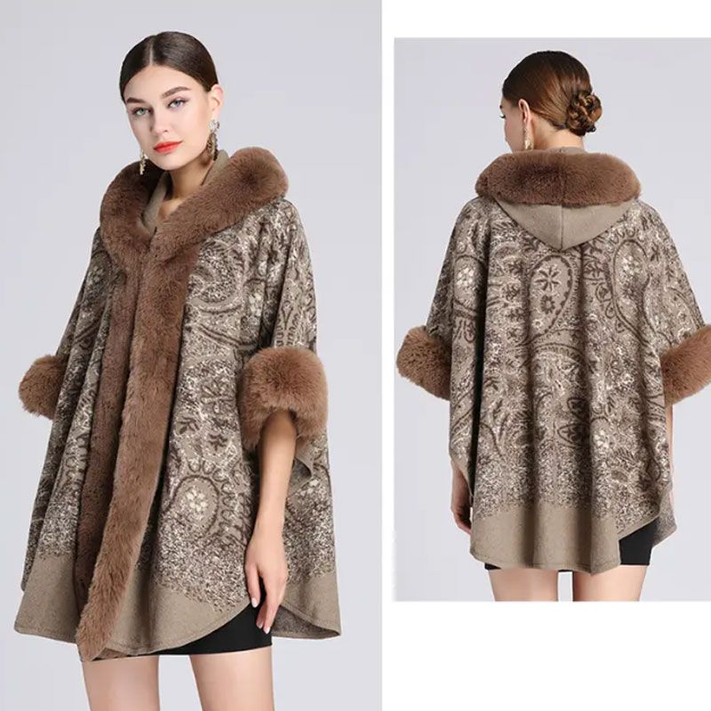 Damen-Oversize-Poncho mit Kapuze für Herbst und Winter