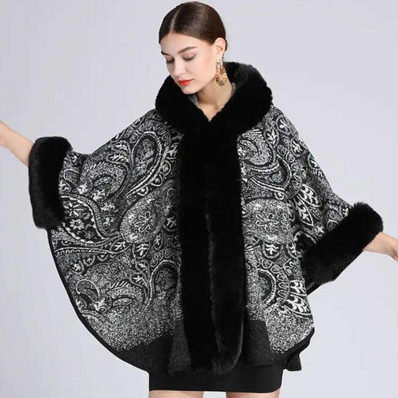 Damen-Oversize-Poncho mit Kapuze für Herbst und Winter