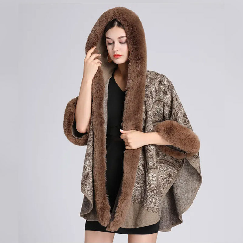 Damen-Oversize-Poncho mit Kapuze für Herbst und Winter
