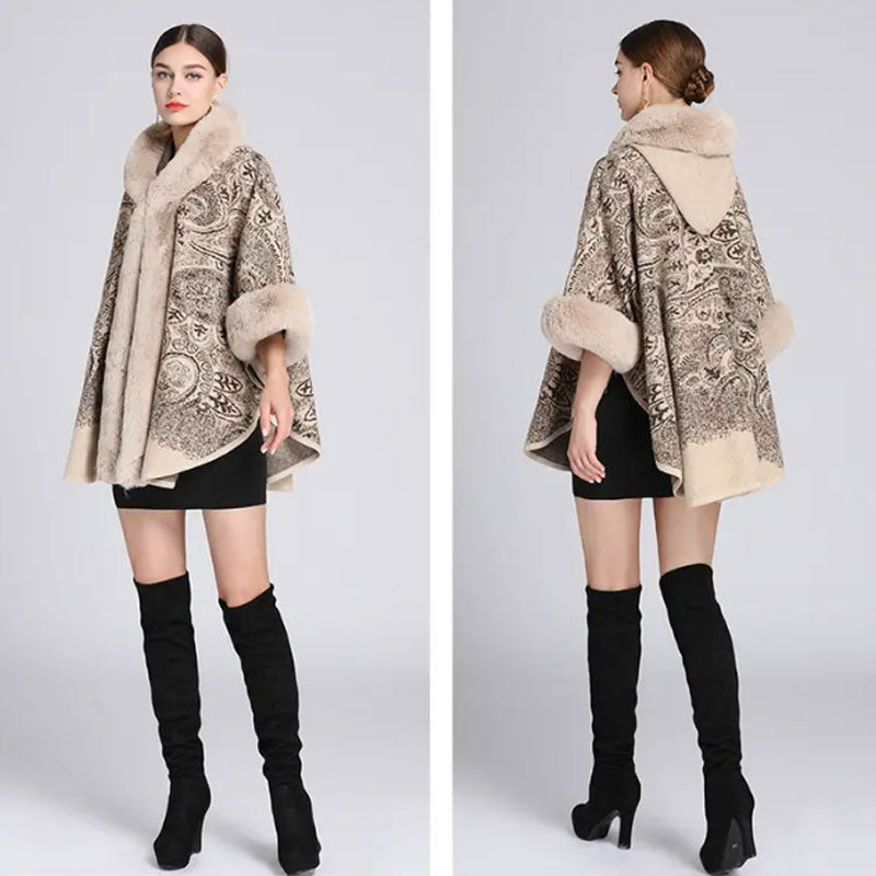Damen-Oversize-Poncho mit Kapuze für Herbst und Winter