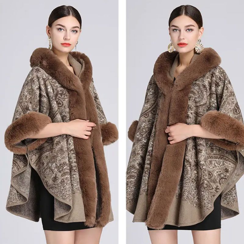 Damen-Oversize-Poncho mit Kapuze für Herbst und Winter
