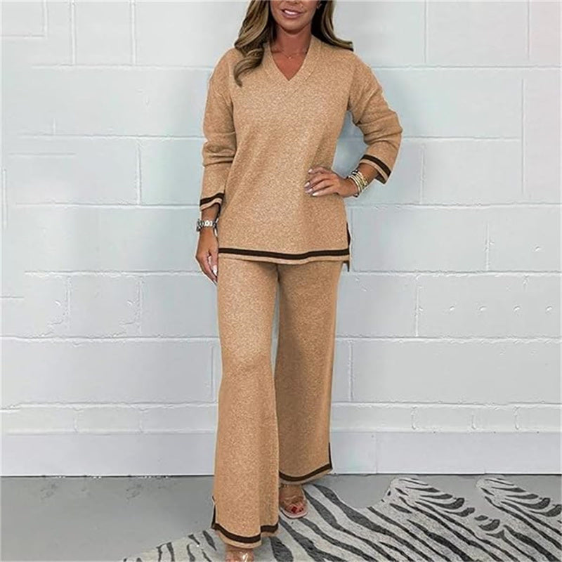 🔥✨Weihnachts-Sonderangebote 🎅🎁2-teiliges Strick-Lounge-Set für Damen 【2 KAUFEN, VERSAND KOSTENLOS ERHALTEN】