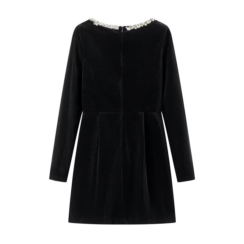 🎅Weihnachts-Specials🎁Elegantes Langarmkleid mit eckigem Ausschnitt
