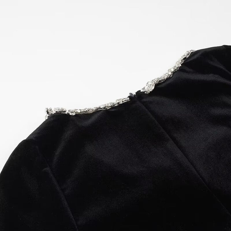 🎅Weihnachts-Specials🎁Elegantes Langarmkleid mit eckigem Ausschnitt