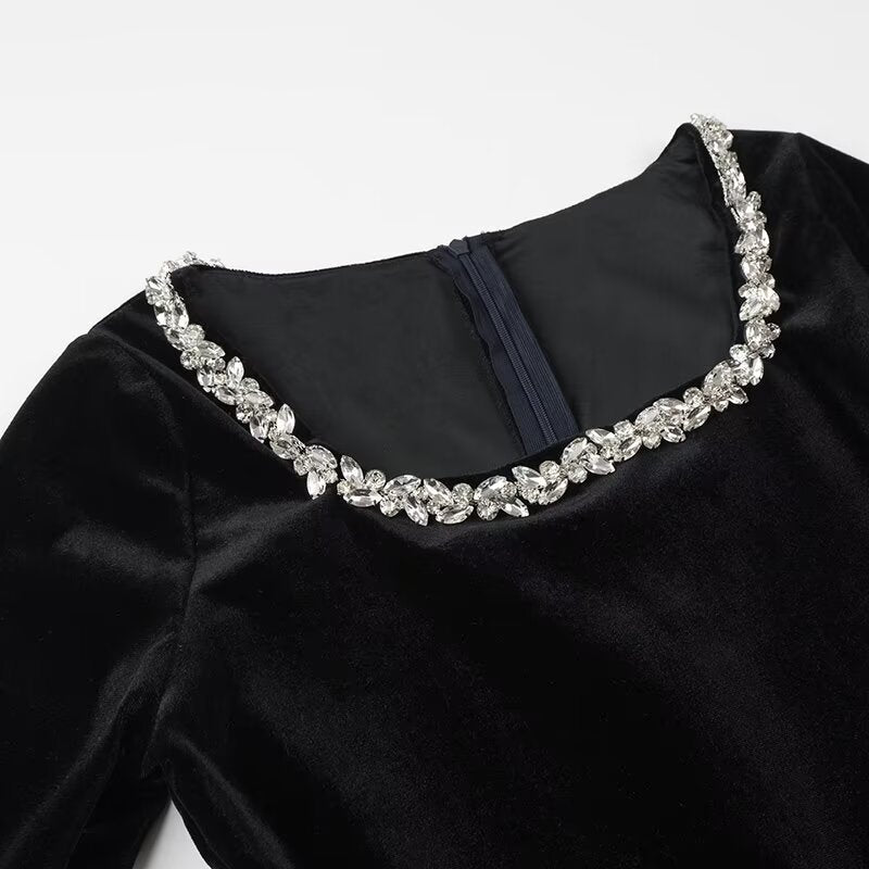 🎅Weihnachts-Specials🎁Elegantes Langarmkleid mit eckigem Ausschnitt