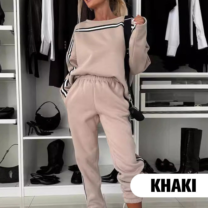 Frauen gestreifte Tops & Hosen 2-teiliger Set