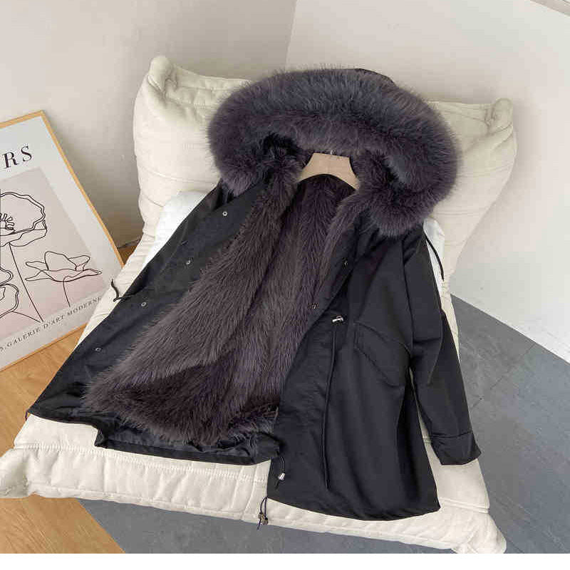 Herren Midi-Jacke mit abnehmbarem Kunstpelz