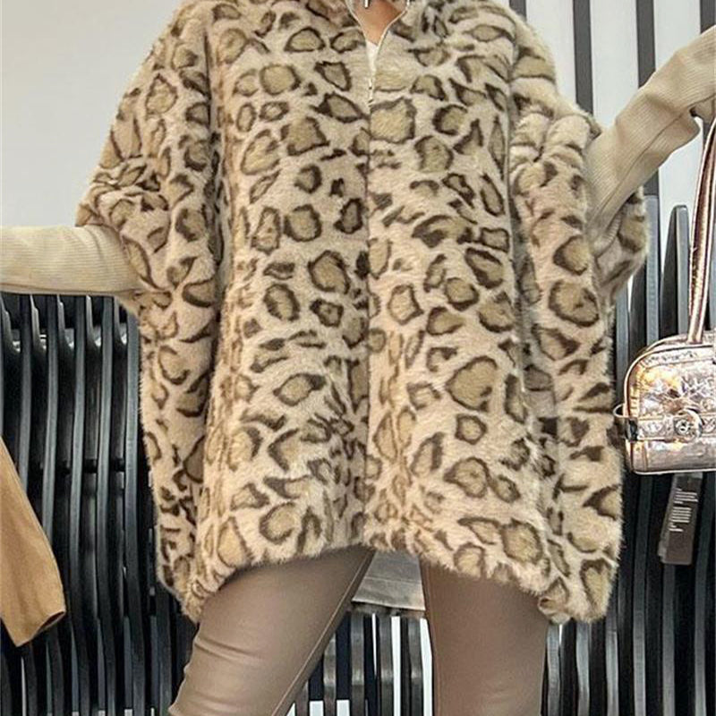 🎅Weihnachtsverkauf - 58% RABATT🎄Damen-Kunstpelzjacke mit Leopardenmuster