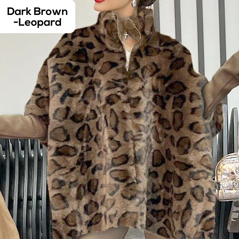 🎅Weihnachtsverkauf - 58% RABATT🎄Damen-Kunstpelzjacke mit Leopardenmuster
