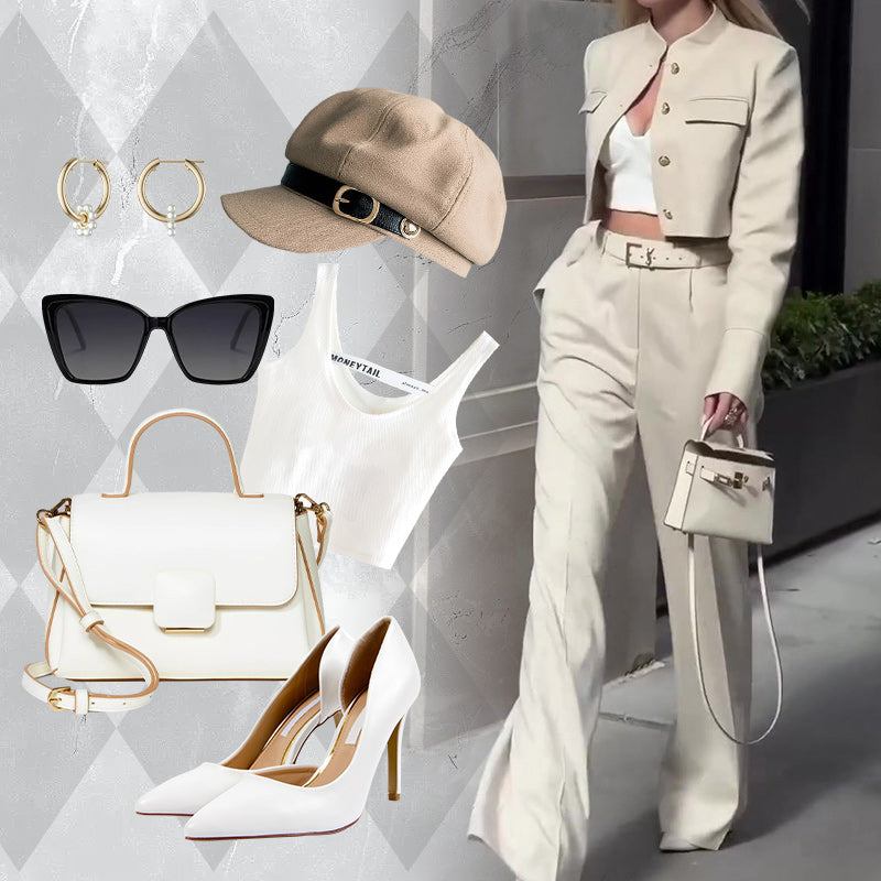 🔥Kostenloser Versand - 🎉Elegantes zweiteiliges Set aus Oberteil und Hose für Damen
