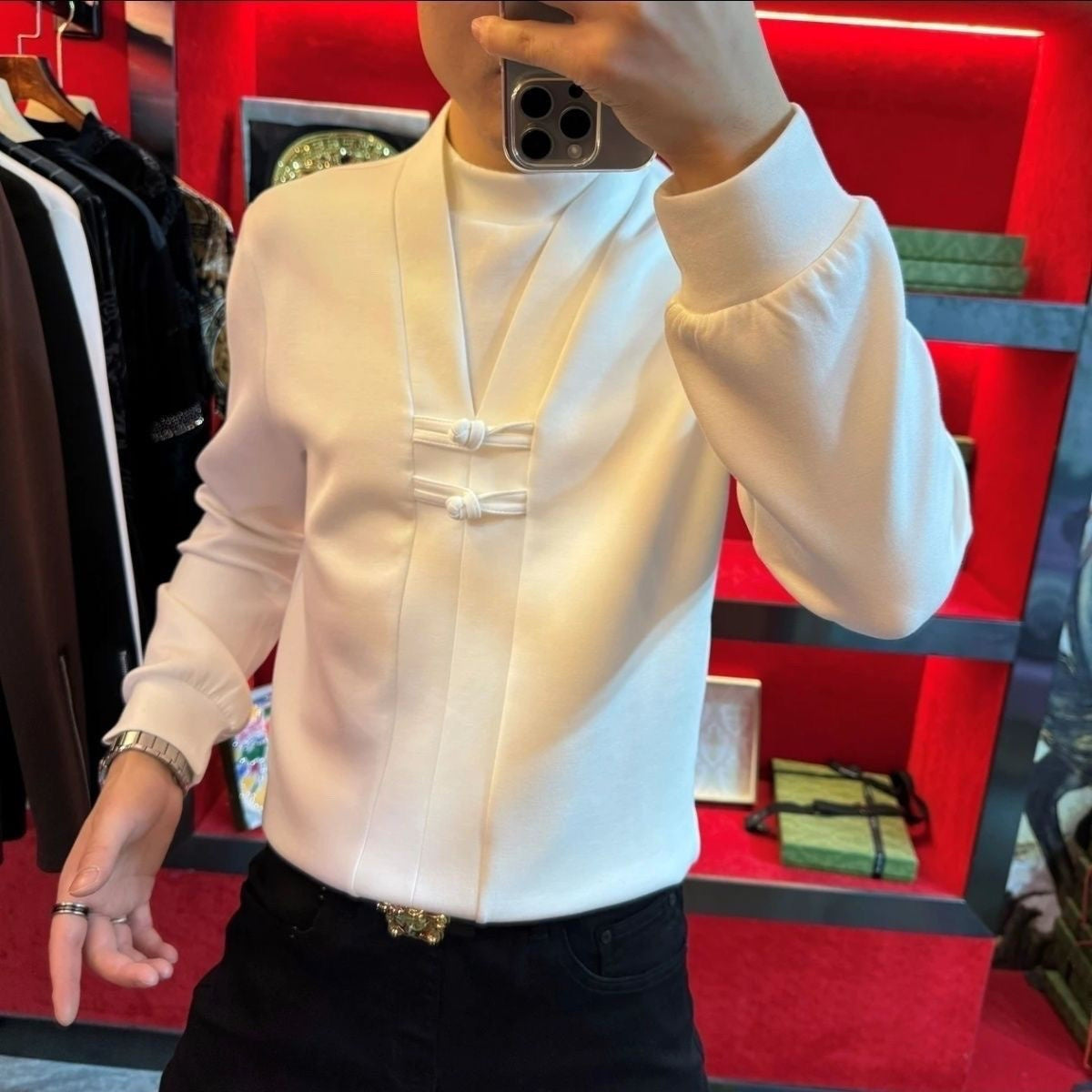 Langärmeliges Herren-Oberteil in Layering-Optik
