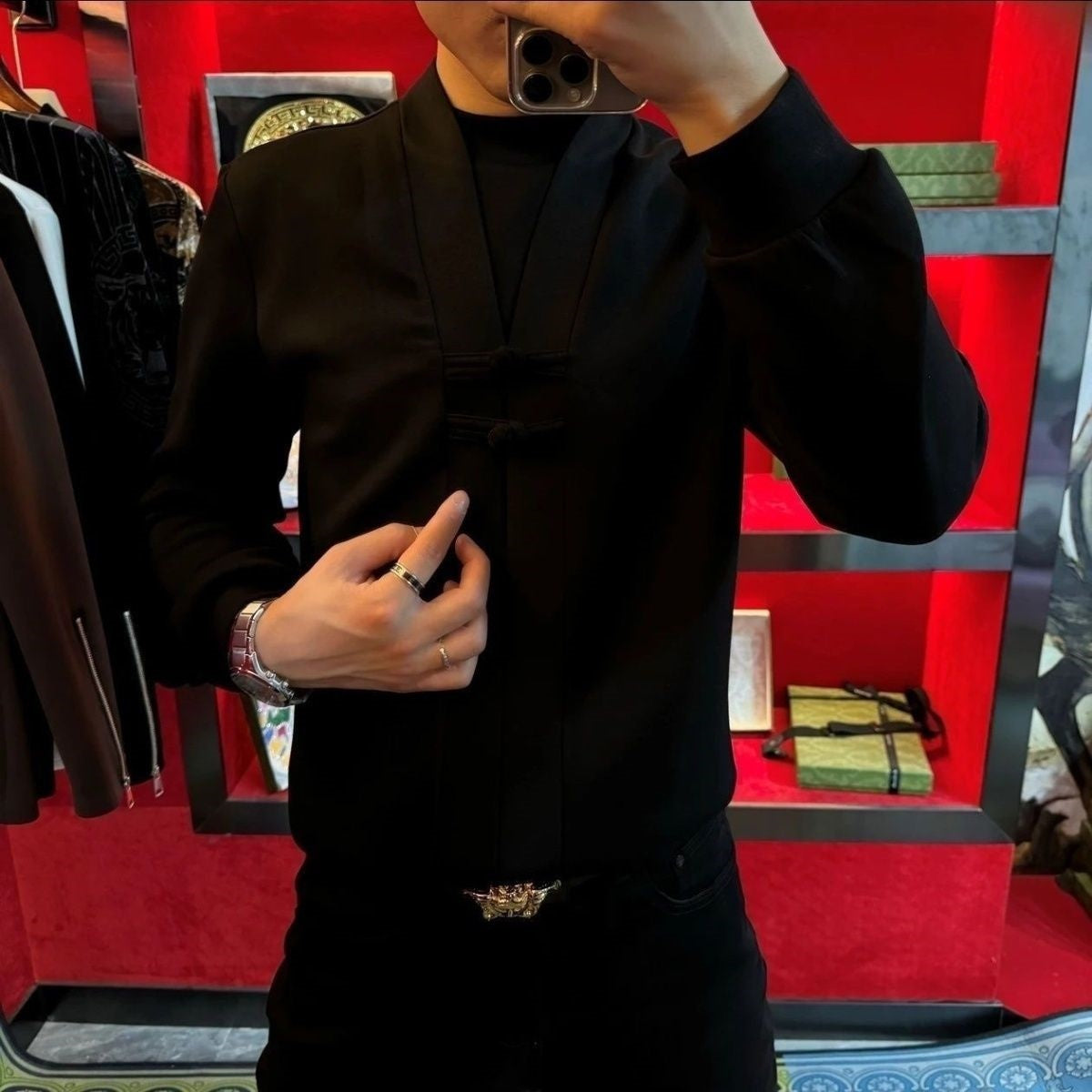 Langärmeliges Herren-Oberteil in Layering-Optik
