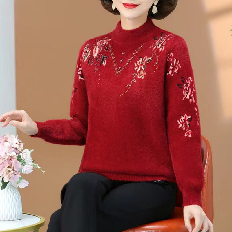 Women's Half-Turtleneck Plush-Lined Thickened Sweater