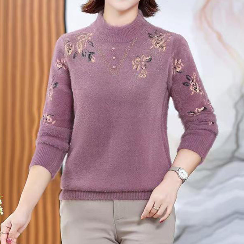 Women's Half-Turtleneck Plush-Lined Thickened Sweater