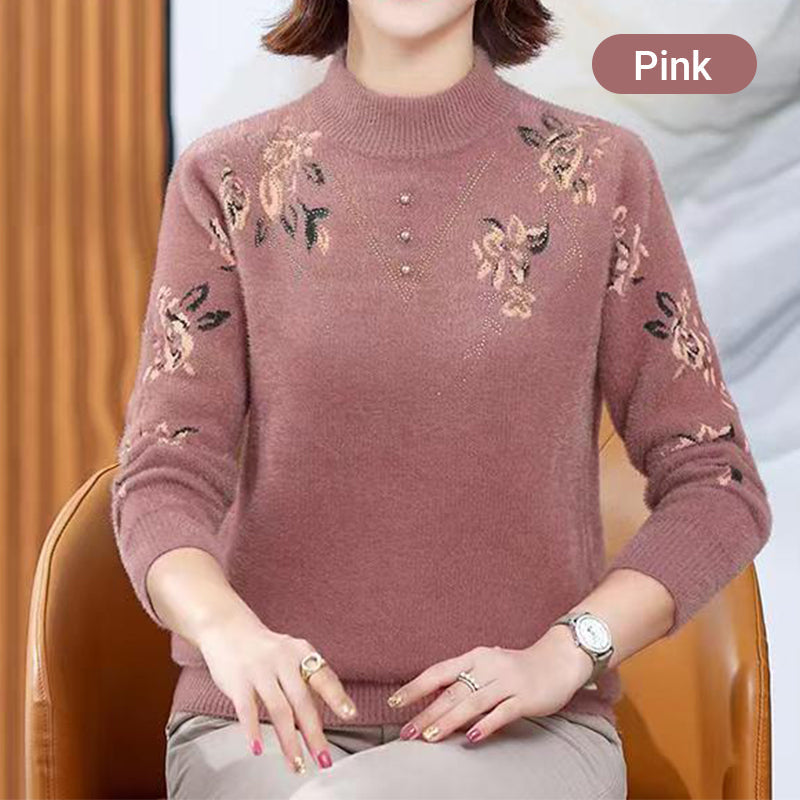 Women's Half-Turtleneck Plush-Lined Thickened Sweater