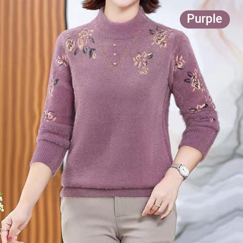 Women's Half-Turtleneck Plush-Lined Thickened Sweater