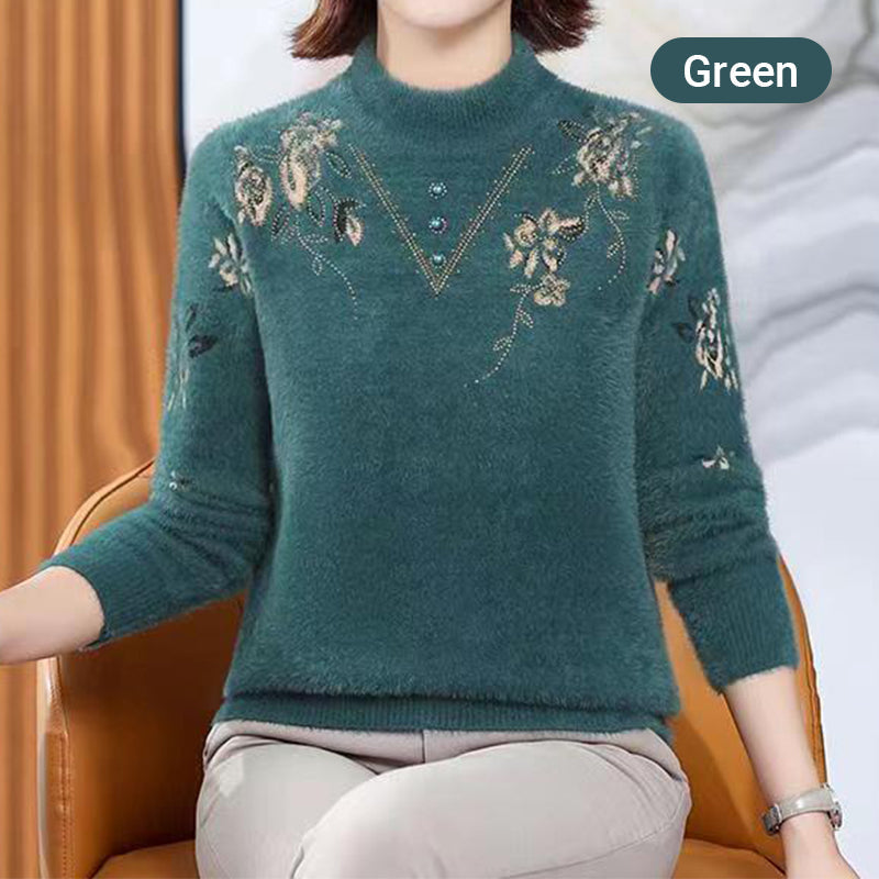 Women's Half-Turtleneck Plush-Lined Thickened Sweater