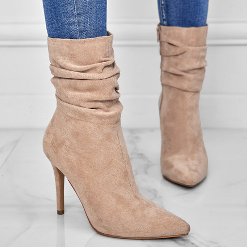⏰Maximal 50 % Rabatt🏆Kurze Damenstiefel mit hohem Absatz und spitzer Zehe