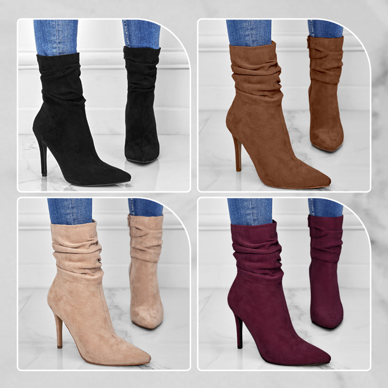 ⏰Maximal 50 % Rabatt🏆Kurze Damenstiefel mit hohem Absatz und spitzer Zehe