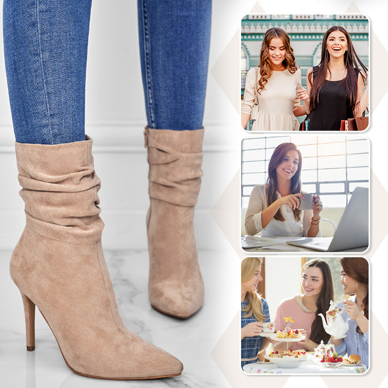 ⏰Maximal 50 % Rabatt🏆Kurze Damenstiefel mit hohem Absatz und spitzer Zehe