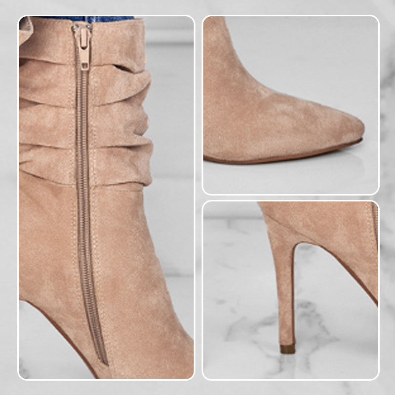 ⏰Maximal 50 % Rabatt🏆Kurze Damenstiefel mit hohem Absatz und spitzer Zehe