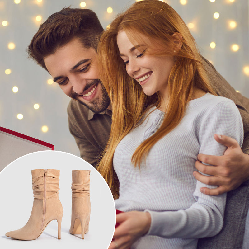 ⏰Maximal 50 % Rabatt🏆Kurze Damenstiefel mit hohem Absatz und spitzer Zehe