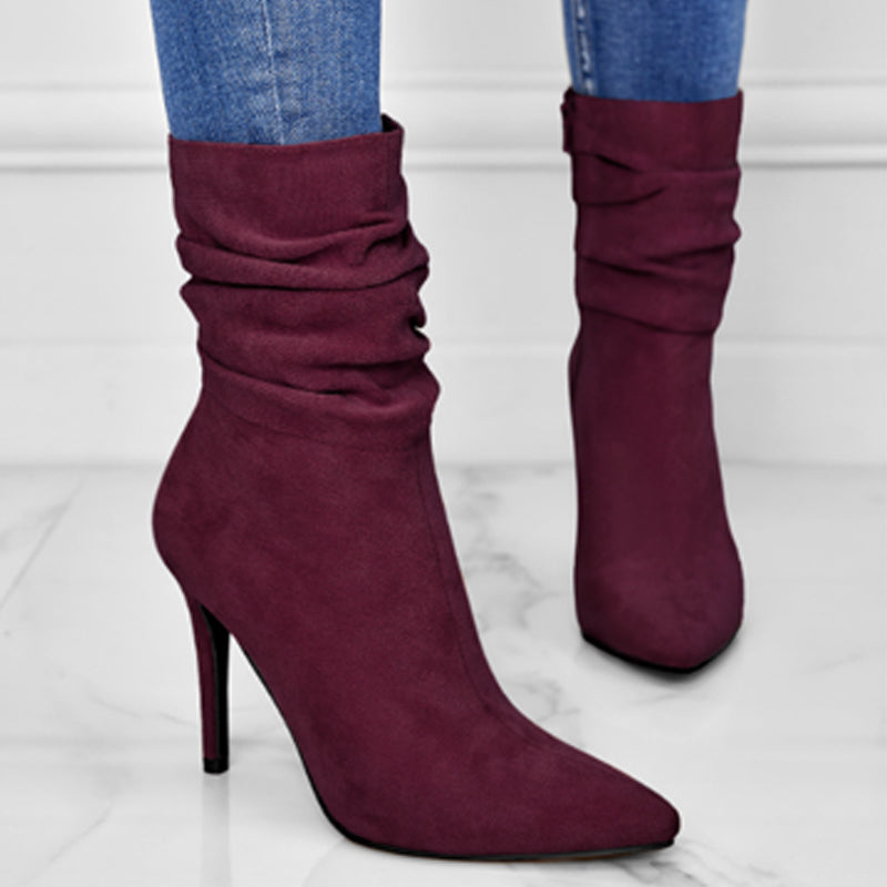 ⏰Maximal 50 % Rabatt🏆Kurze Damenstiefel mit hohem Absatz und spitzer Zehe
