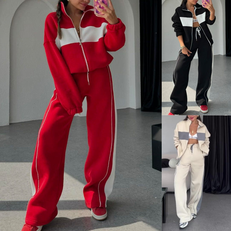 🌸Frühjahrsangebote 50% RABATT🥰Zweiteiliger Farbblock-Trainingsanzug für Frauen