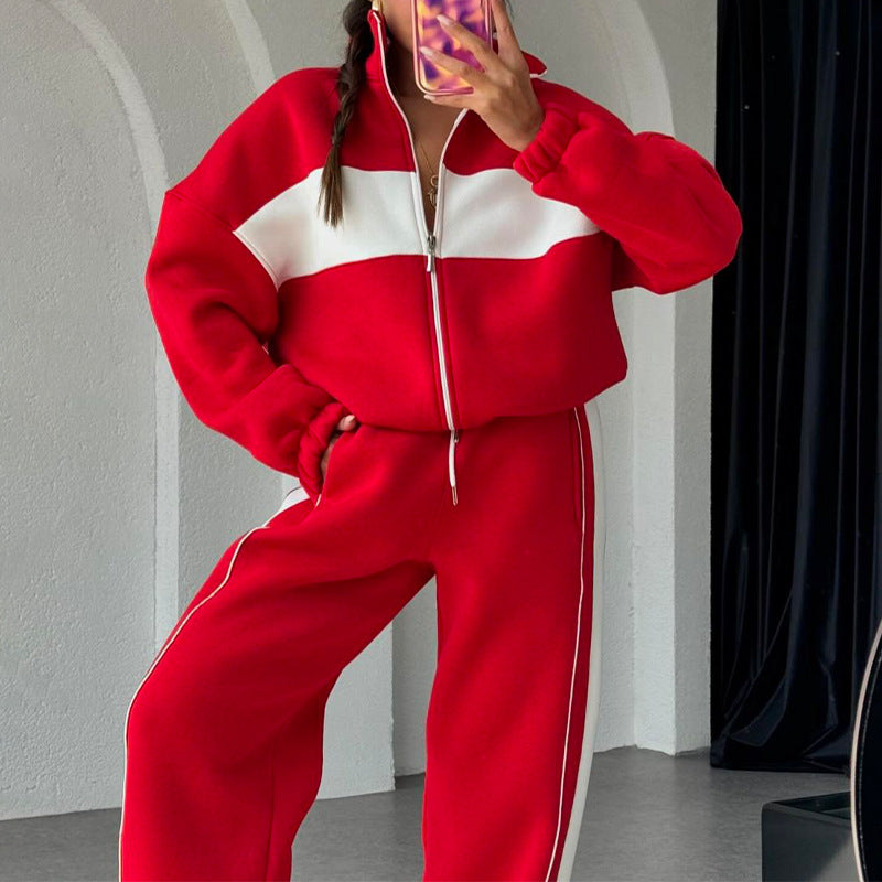 🌸Frühjahrsangebote 50% RABATT🥰Zweiteiliger Farbblock-Trainingsanzug für Frauen
