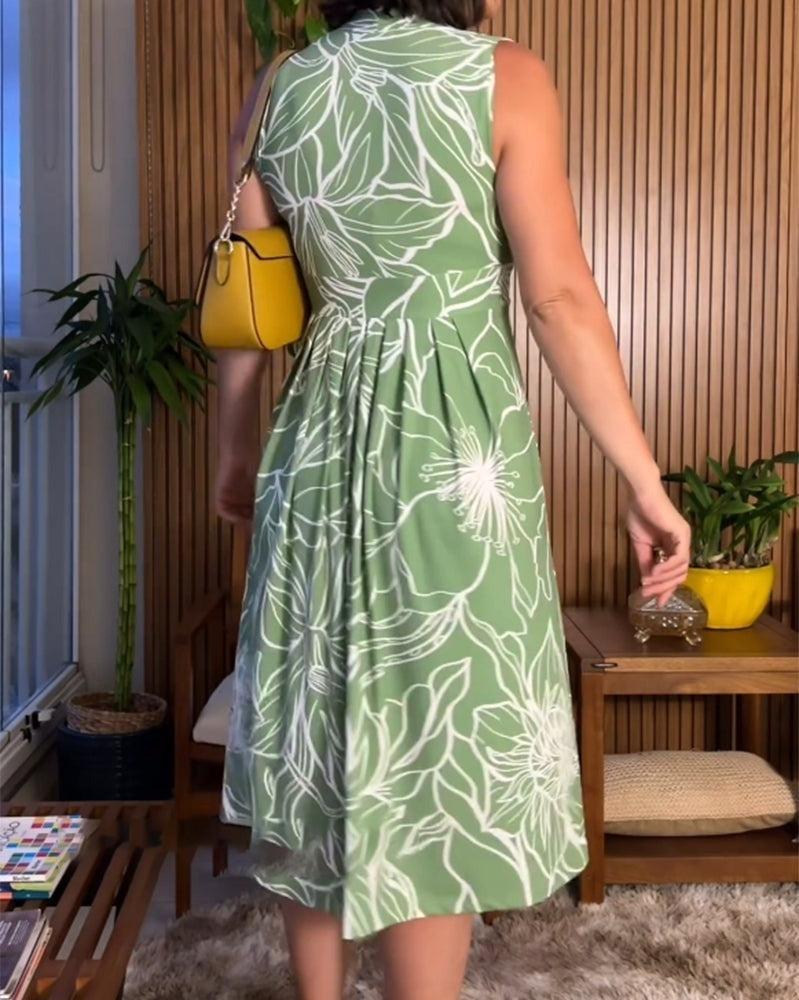🌿Was soll ich morgen anziehen?💥 neue plus Größe ärmellose v-Ausschnitt Taille-cinching Kleid