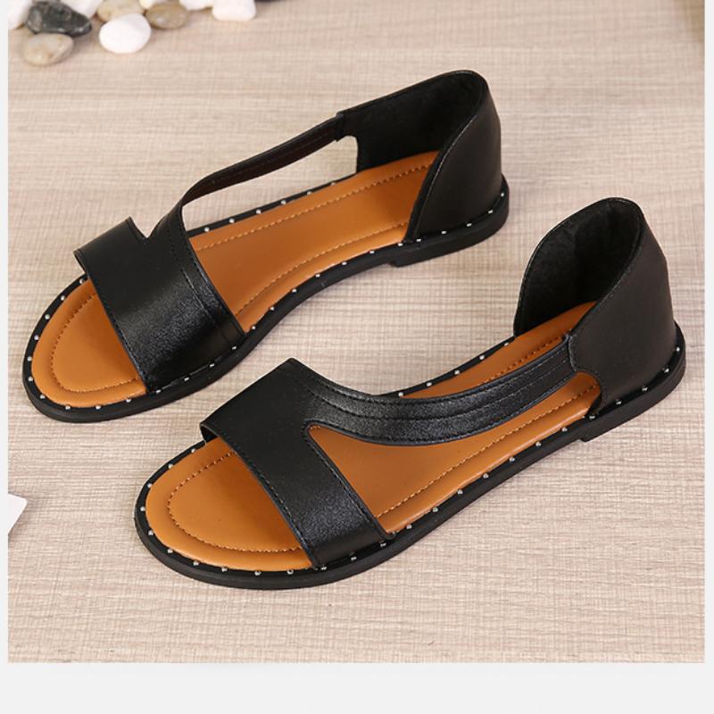 🔥40% Rabatt 🔥 Flache Sandalen mit offener Zehenpartie und Fischmaul-Nieten